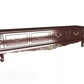 European Vintage Solid Wood Tv Cabinet 3d model