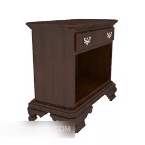 European Solid Wood Bedside Table 3d model