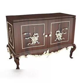 European Solid Wood Cabinet 3d model