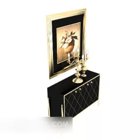 European Solid Wood Fine Side Cabinet 3d model