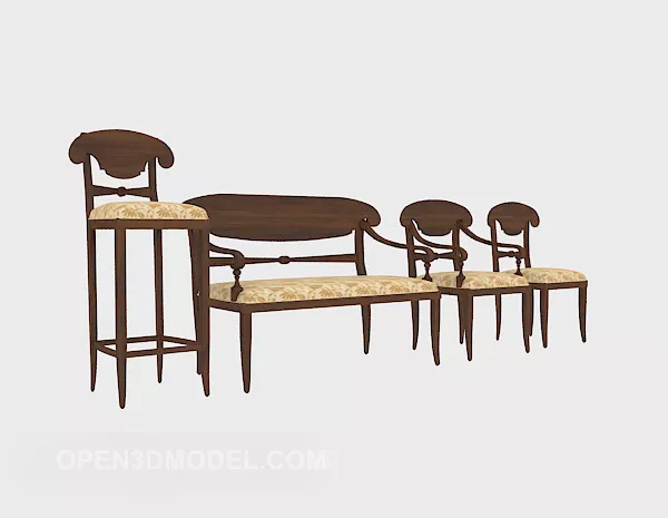 European Solid Wood Home Chair Collection 3d model European Solid Wood Home Chair Collection 3d model