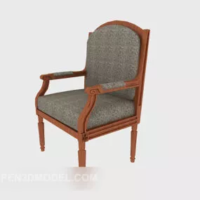 European Solid Wood Lounge Chair 3d model