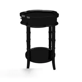 European Vintage Solid Wood Round Side Table 3d model