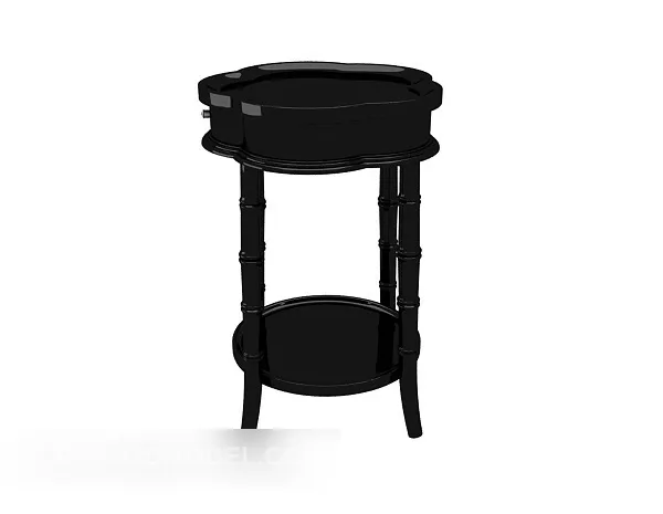 European Vintage Solid Wood Round Side Table 3d model European Vintage Solid Wood Round Side Table 3d model