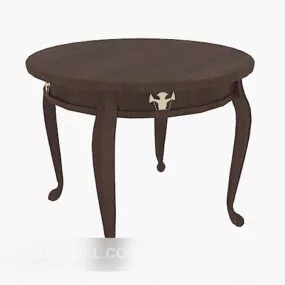 European Solid Wood Round Table 3d model