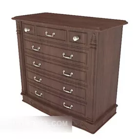 European Wood Simple Drawer Cabinet 3d model