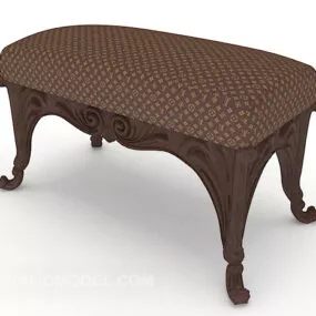European Solid Wood Sofa Stool 3d model