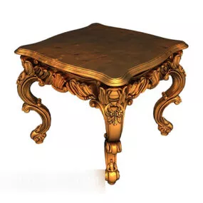 European Vintage Square Coffee Table 3d model