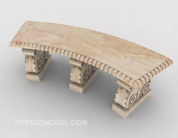 Antique Bench With Curved Legs 3d model