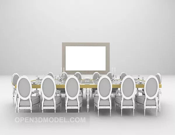 European Large Stone Table With Chair 3d model European Large Stone Table With Chair 3d model