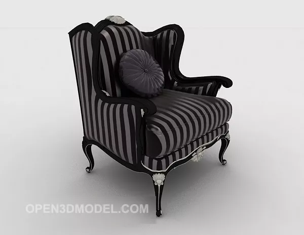 European Striped Single Sofa Furniture 3d model European Striped Single Sofa Furniture 3d model