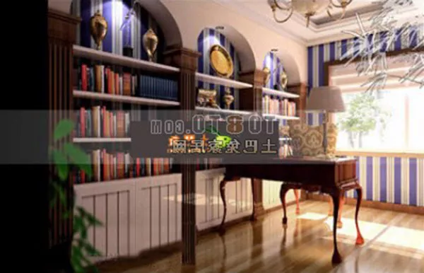 European Study Room Furniture 3d model European Study Room Furniture 3d model