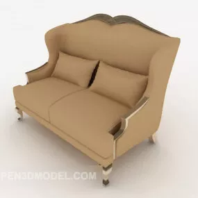 European-style Back-to-back Double Sofa 3d model