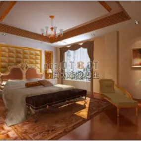 European Style Bedroom Furniture Set Interior 3d model