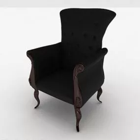 European-style Black Simple Single Sofa 3d model