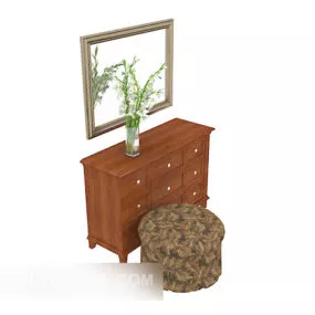 European Style Brown Home Side Cabinet 3d model