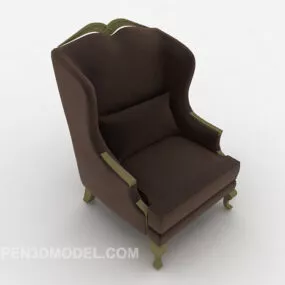 European Single Sofa Brown Leather 3d model