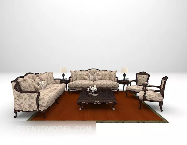 European Style Set Sofa Furniture 3d model European Style Set Sofa Furniture 3d model