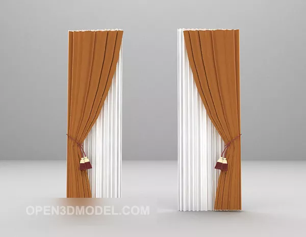 Red Velvet Curtain With Hanger 3d model