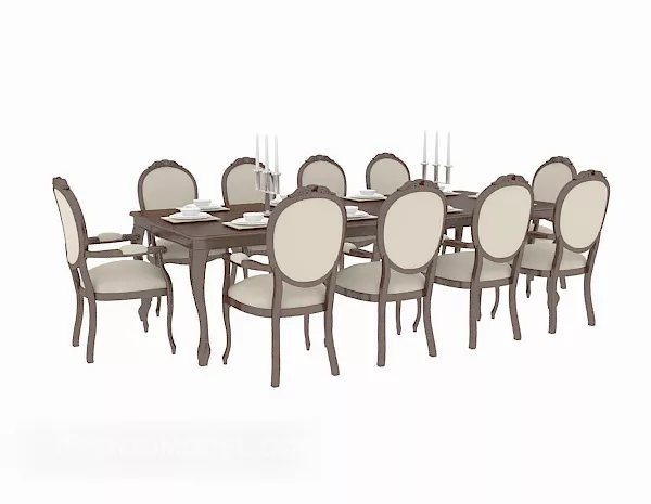 European Style Dining Table And Chair 3d model European Style Dining Table And Chair 3d model