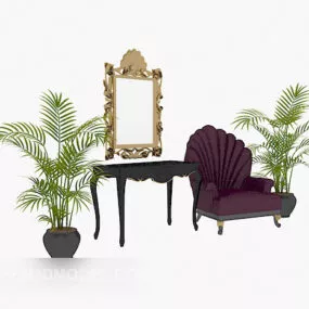 European-style Entrance Hall Cabinet, Single Sofa 3d model