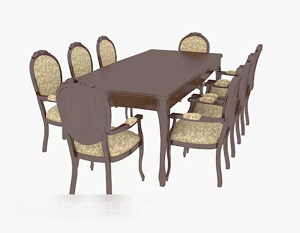 European Style Family Dining Table 3d model European Style Family Dining Table 3d model