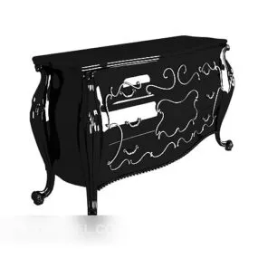 European Style Fashion Black Side Cabinet 3d model