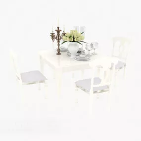 European Style Four-person Table With Decoration 3d model