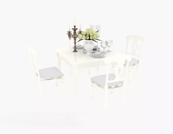 European Style Four-person Table With Decoration 3d model European Style Four-person Table With Decoration 3d model