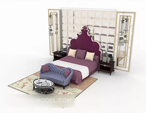 European Style Fresh Double Bed 3d model European Style Fresh Double Bed 3d model