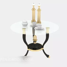 European Style Glass Side Table 3d model