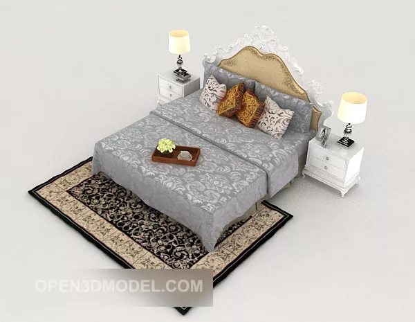 European Style High-end Double Bed 3d model European Style High-end Double Bed 3d model