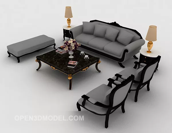 European Style Home Combination Sofa 3d model European Style Home Combination Sofa 3d model