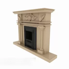 European-style Home Minimalist Fireplace 3d model