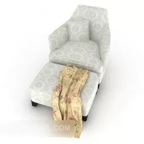 European-style Home Wood Pattern Single Sofa 3d model