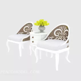 European Style Home Wooden Chair 3d model