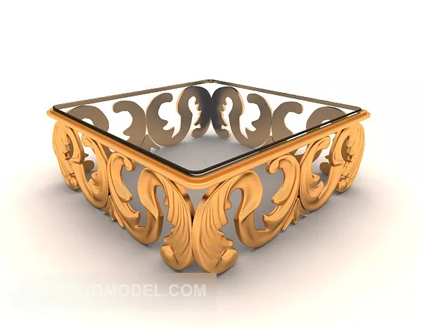 European Style Lace Glass Coffee Table 3d model European Style Lace Glass Coffee Table 3d model