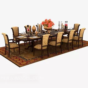 European Style Luxury Dining Table And Chair 3d model