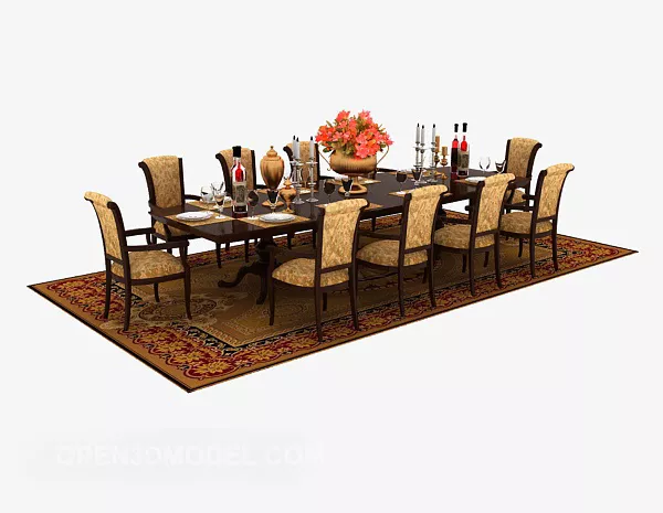 European Style Luxury Dining Table And Chair 3d model European Style Luxury Dining Table And Chair 3d model