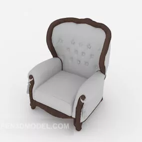 European-style Minimalist Gray Single Sofa 3d model