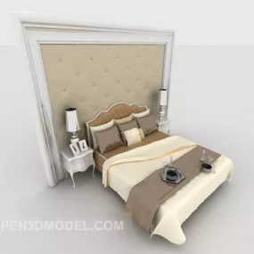 European Style Minimalist Home Double Bed 3d model