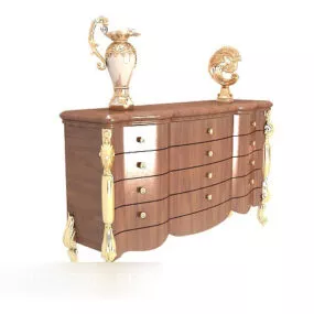 European Vintage Style Practical Side Cabinet 3d model