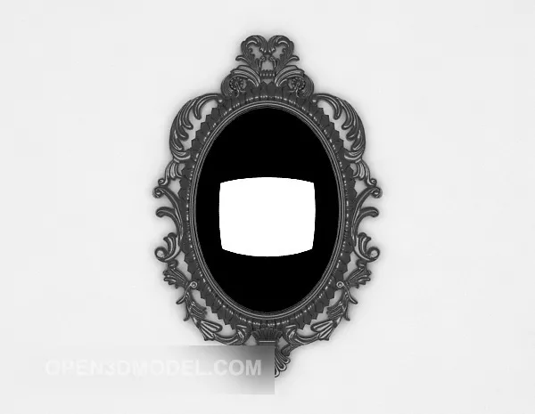 Wooden Frame Square Mirror 3d model