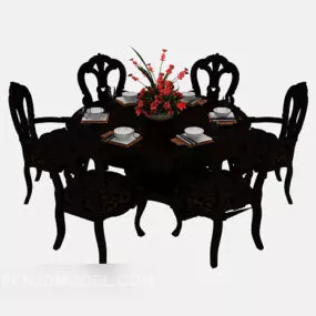 European Style Retro Table And Chair 3d model