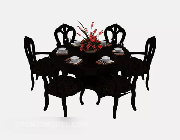 European Style Retro Table And Chair 3d model European Style Retro Table And Chair 3d model