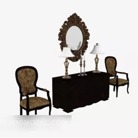 European Style Secret Cabinet With Chair 3d model