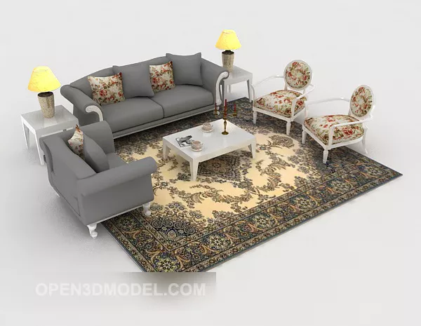 European Style Simple Sofa Sets 3d model European Style Simple Sofa Sets 3d model