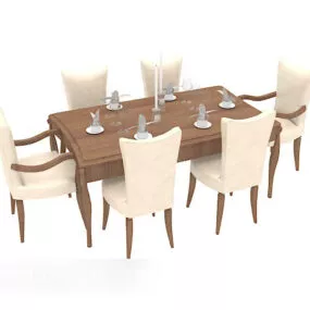 European Vintage Style Simple Dining Table 3d model