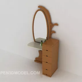 European Style Simple Dresser Oval Mirror 3d model
