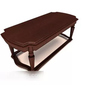 European Simple Solid Wood Coffee Table 3d model